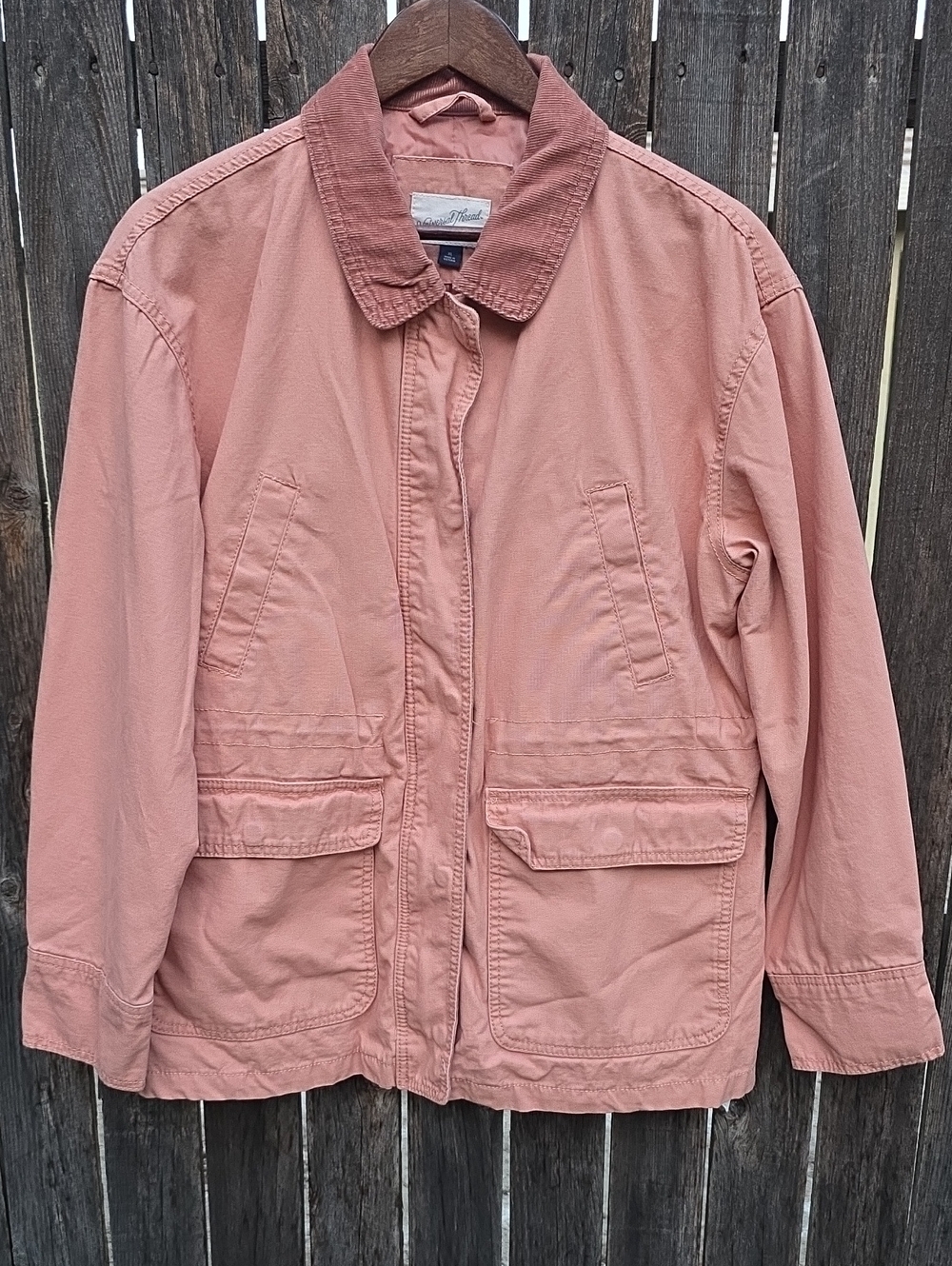 Universal Thread Women's XL Dusty Rose 100% Cotton Utility Field Jacket Pockets
